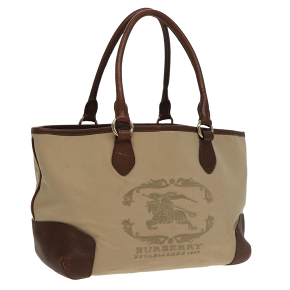 BURBERRY Tote Bag Canvas Beige Brown Auth ac3408 - Picture 1 of 16